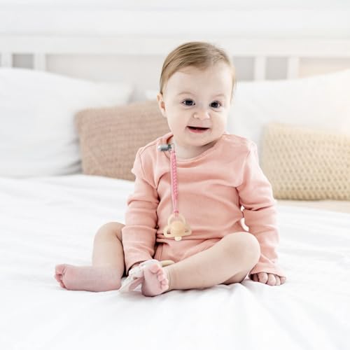 Image of TenderBabe Silicone Pacifier Clip for Baby Girls and Boys, Pack of 6 Soft Flexible Paci Binky Clips with One-Piece Braided-Style Design,BPA-Free Baby Essentials