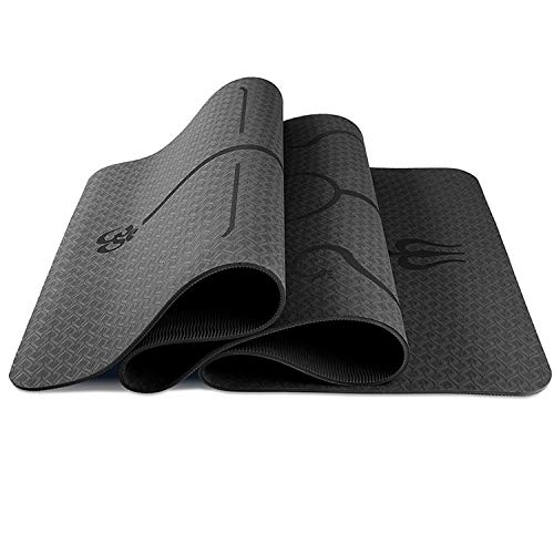 Tapete Yoga TPE 6mm Linhas Corporais Preto