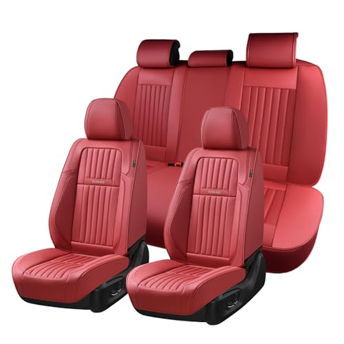 Coverado Car Seat Covers Full Set, Seat Covers for Cars, Car Seat Cover, Car Seat Protector, Leather Car Seat Cushion, Waterproof Car Seat Covers Front Seats and Back Fit for Most Cars(Red)