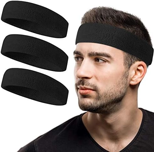 Tanluhu Sweatbands Sport Headbands/Wristbands for Working Out, Exercise, Tennis, Basketball, Running - Terry Cloth Athletic Sweat Cotton Headband Outdoor for Men & Women
