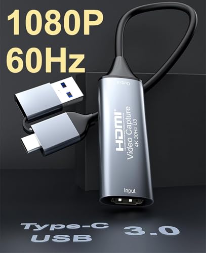 Image of 4K 60Hz Output HDMI Video Capture Card, USB 3.0 Capture Device, HDMI to USB A /USB C for Live Streaming, Recording, OBS, Gaming, PC /Mac /Android