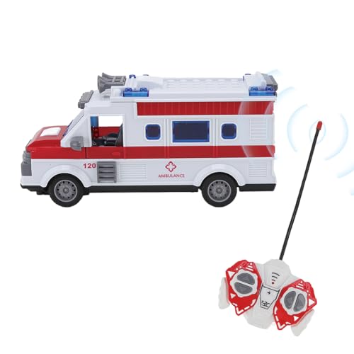 Four Way Remote Control Ambulance Toy, Mini RC Model Simulation Emergency Vehicle with Lights - Image 8