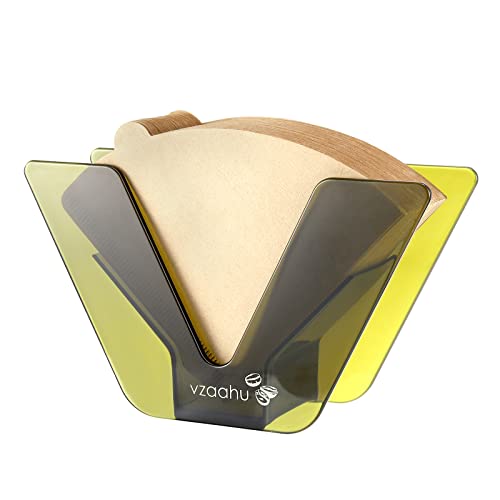 Vzaahu Soporte de papel para filtro de café, con papel de filtro, 100 unidades, verde, estante de almacenamiento para filtro de café Cover
