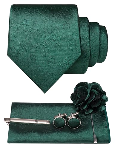 Image of JEMYGINS Mens Tie and Lapel Pin Necktie Pocket Square Cufflinks and Tie Clip Sets for Business Casual 5PCS