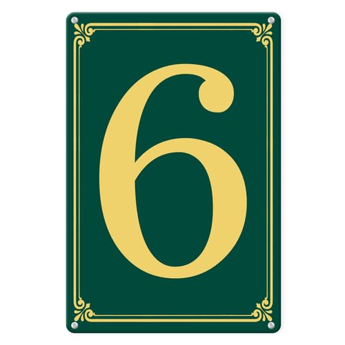 Horienteeon Metal Number 6 Sign, House Number Address Metal Sign 30×40cm, Sturdy Aluminum Wall Signs, Numbered Signs Outdoor for Parking Spot, Dock, Court, Aisle, Field, Tennis Court, Building
