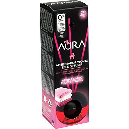 AURA Sticks diffuseur d'odeur - 0% alcool - Parfum Linge Frais - Efficace jusqu'a plus de 45 jours - 30 ml