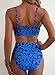 Herseas 2 Piece High Cut Bikini Sets Drawstring Front Ruched Top Sweetheart Neck Swimsuit Ruffle Trim Adjustable Straps 2 Piece Bathing Suit Fashionable Swim Outfits Navy Blue Floral Medium