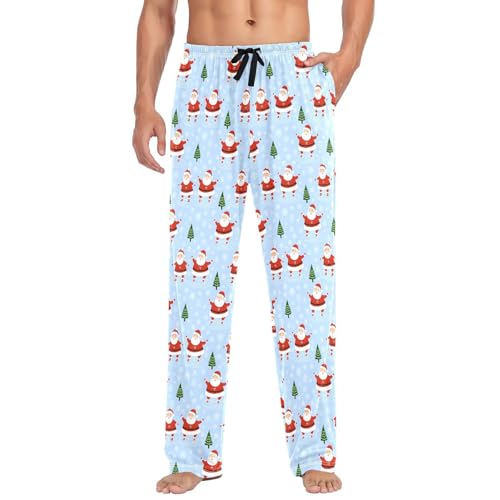 Christmas Santas Men's Pajamas Pants Cotton Sleep Bottoms Pants Lounge Sleepwear - S
