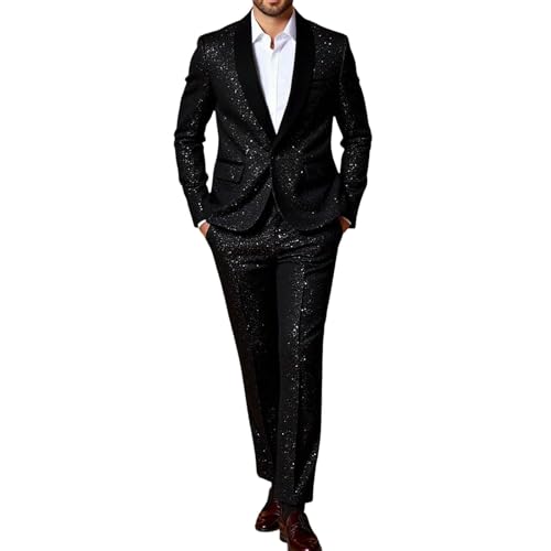 Costume à paillettes 2 pièces homme slim fit élégant pour vos soirées