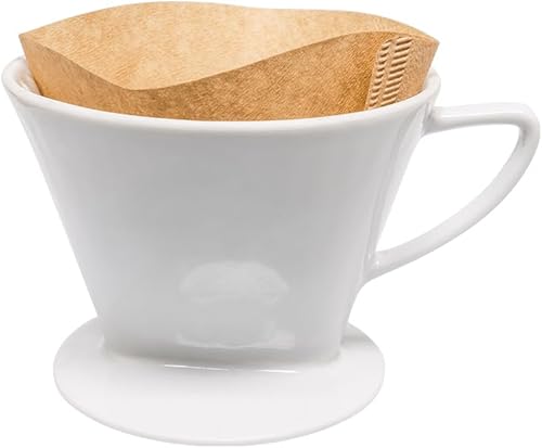 Restaurantware Restpresso - Filtros de café de papel de 5.3 x 3.9 pulgadas, 100 conos de filtro de café desechables, biodegradables, duraderos,