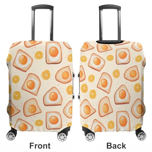 Breakfast Items Eggs And Toast Travel Luggage Cover for Suitcase 19-32 Inches Elastic Washable Baggage Protector3