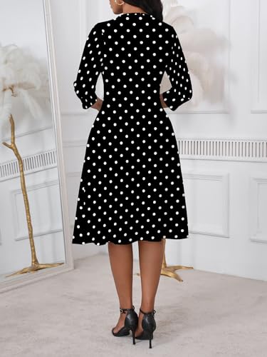 Image of PinkPatty Women's Casual 3 /4 Sleeve Midi Dresses Fit and Flare Church Work Dress with Pockets
