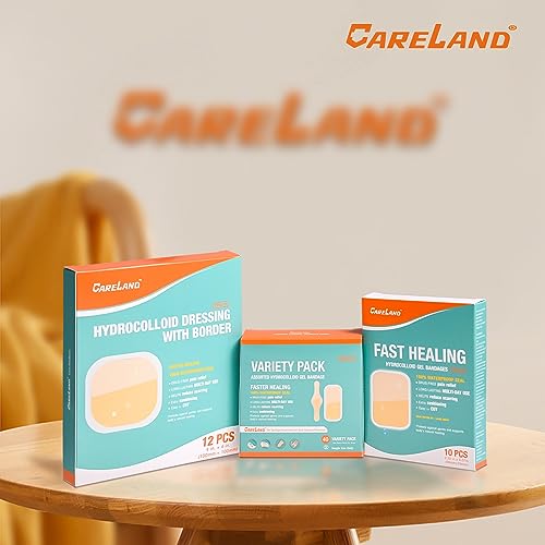 Careland Hydrocolloid Bandages - Advanced Fast Healing | 40 Pack | Waterproof Bandages for Wounds,Finger, Closure & Blister Treatment | Reduces Scarring | Suitable for Foot, Toe, Heel Protection