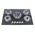 30 Inch 5 Burner Tempered Glass Built-in Gas Cooktop NG/L-P-G Dual Fuel Gas Stove 5 Fuel Stove Top Kitchen Cooker Flame Cooking