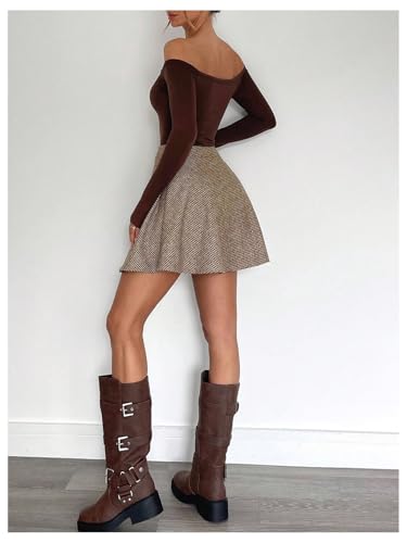 Milumia Women's Vintage Plaid High Waist Button Down A Line Casual Short Skirts3