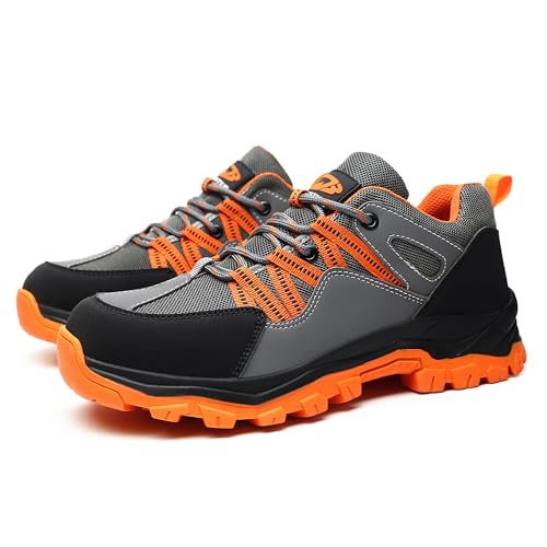 Jueshanzj Anti-Smash Safety shoesLaborshoesPuncture-resistantLaborshoesMen's Lightweight and wear-Resistant Orange 10