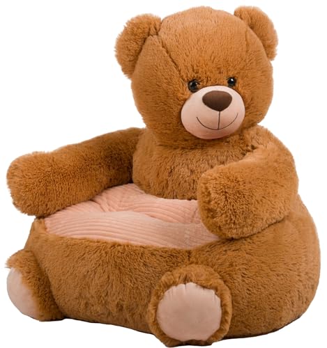 Poltrona Bambini 2 Anni Poltroncina per Bambini Orso Peluche, Sedia per Bambini, Comoda e Legger Per Bambini 12+ Mesi,Beige