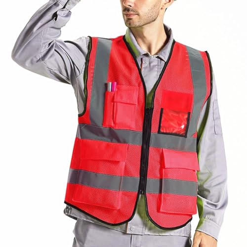 Image of XIAKE Reflective Safety Vest for Men & Women High Visibility Class 2 Vest with Pockets Meets ANSI Standards