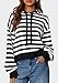 PRETTYGARDEN Hoodies for Women Fall Fashion 2025 Striped Pullover Sweaters Casual Long Sleeve Tops Winter Clothing (Striped Black White,Large)