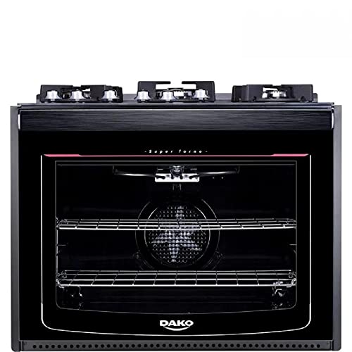 Fogão de Embutir 5 Bocas à Gás Dako Turbo Glass com Forno Grill Preto Bivolt