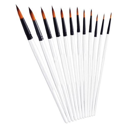 Juego de 12 pinceles con cerdas de nailon, pinceles de aceite, pinceles acrílicos, acuarelas, pinceles para artistas, pinceles infantiles, pinceles para escribir y pintar, pinceles multifuncionales