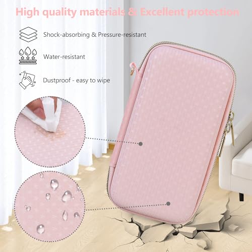 Image of Supmay Hard Carrying Case Compatible with Nintendo DS Lite NDSL, Gameboy Advance Games Storage Holder Travel Bag with Mesh Pocket for USB Charging Cable, Stylus, Earphones, Game Cartridge, Pink