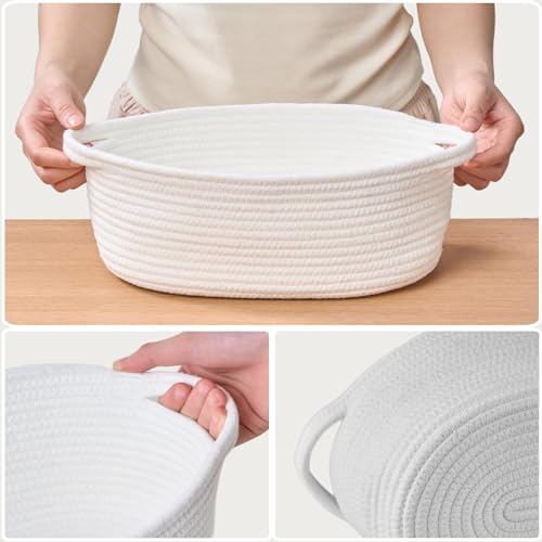 Image of 8-Pack Small Woven Gift Baskets Empty with Bags & Ribbons, Storage Basket for Father's Day for Dad, Baby Shower, Raffle, Birthday, Cute Organizer with Handles, 12 inchx8 inchx5 inch, White
