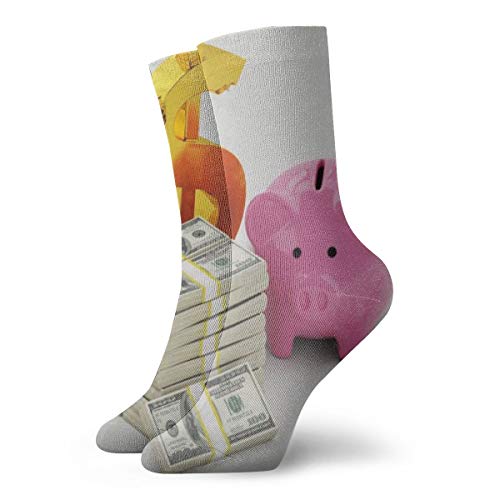 Preisvergleich Produktbild BJAMAJ Unisex Socken Pink Sparschwein interessantes Polyester Crew Socken Erwachsene Socken Baumwolle