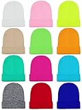 Cooraby 12 Pack Kid's Winter Beanies Knit Warm Cold Weather Beanies Hats, Assorted Colors