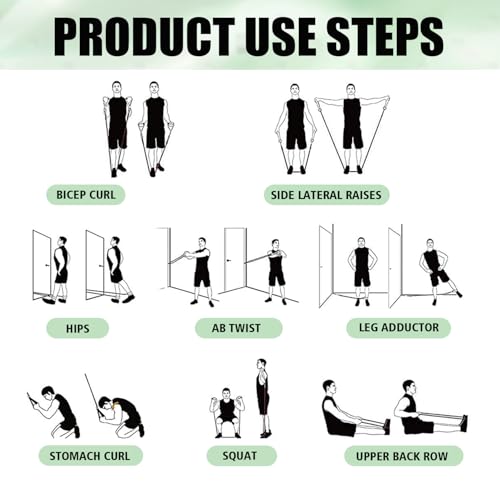 Image of WHATAFIT Resistance Bands, Exercise Bands, Workout Bands with Handles, Door Anchor and Ankle Straps, 5 Resistance Levels Fitness Bands for Strength Training, Physical Therapy, and Home Gym Equipment