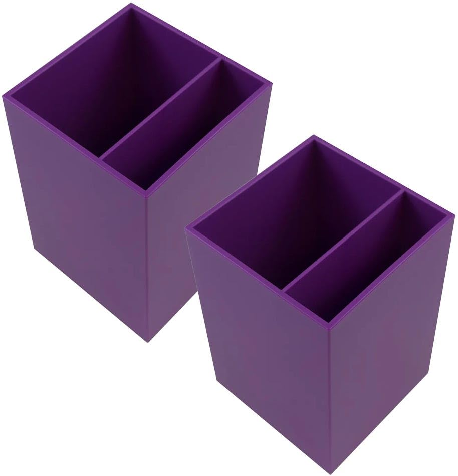 Image of JAM PAPER Plastic Pen Holders - Purple Desktop Pencil Cups - 2 /Pack