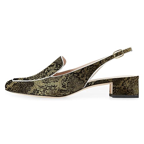 Image of YDN Women Closed Square Toe Block Low Heels Slingback Formal Loafer Dressy Shoes Office Lady Pump Size 4-15 US