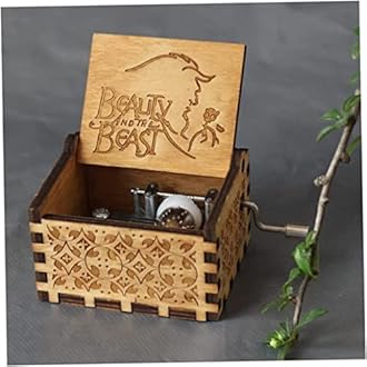 18 Note Beauty and the Beast Music Box Personalised Mini Music Box Gift Box Laser Engraved Vintage Wood Hand Crank Music Box Beauty and the Beast Gifts Music Boxes Wooden Musical Box Wooden Gift