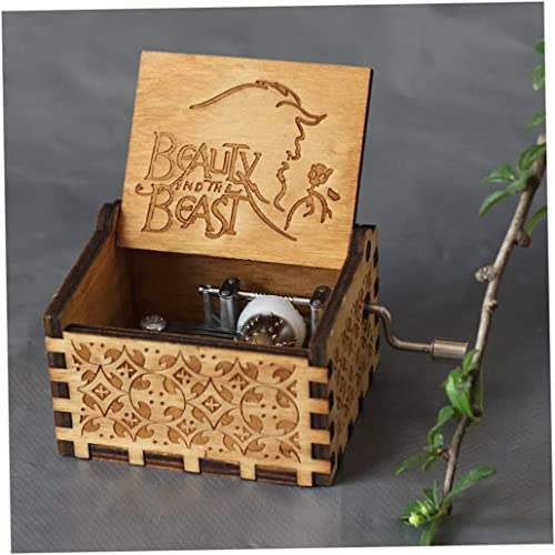 18 Note Beauty and the Beast Music Box Personalised Mini Music Box Gift Box Laser Engraved Vintage Wood Hand Crank Music Box Beauty and the Beast Gifts Music Boxes Wooden Musical Box Wooden Gift
