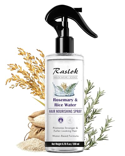 Raslok Nature+Science Rosemary & Rice Water Hair Spray | Made with 100% Natural Extracts | Lightweight Non-Greasy Formula | For Softer Smoother-Looking Hair | 6.76 fl oz / 200 ml