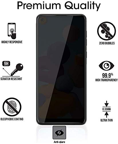 Suker [2 Pack] For Samsung Galaxy A21/A21S Privacy Screen Protector, [Full Coverage] Anti-Spy 9H Hardness Tempered Glass Screen Protector, Anti-Scratch, Bubble Free, Case Friendly (6.5 Inch) #TOP3