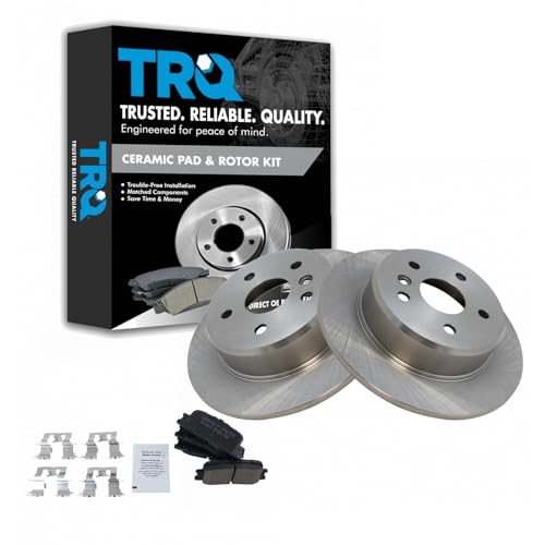 Image of TRQ Rear Brake Pad and Rotor Set Ceramic Solid Rotors