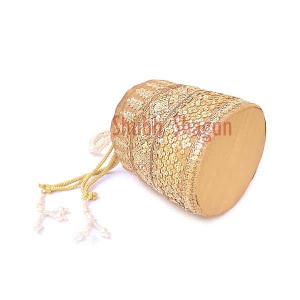 Shubh Shagun Woman's Silk Work Handbag Potli Bag - Image 3