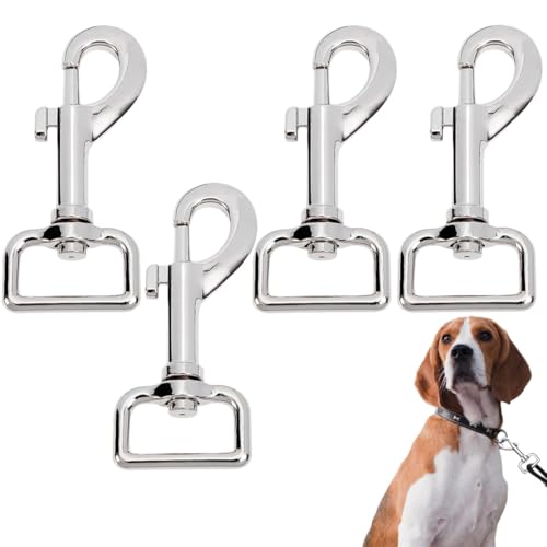 4 Piezas Mosquetón de Acero Inoxidable, mosquetones giratorios para Collar de Perro, mosquetón de Acero, mosquetón de Cabeza giratoria,Mosquetón Giratorio,Mosquetón de Anillo Ovalado de 360°