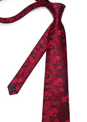 Image of Enlision Ties for Men Floral Tie Handkerchief Cufflinks Set Formal Flower Classic Mens Necktie & Pocket Square Wedding
