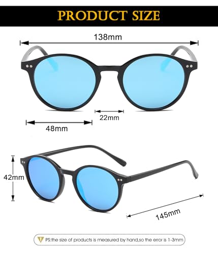 Image of EYLRIM Classic Polarized Round Sunglasses for Women Men Vintage Style Lightweight Circle Frame Sun Glasses