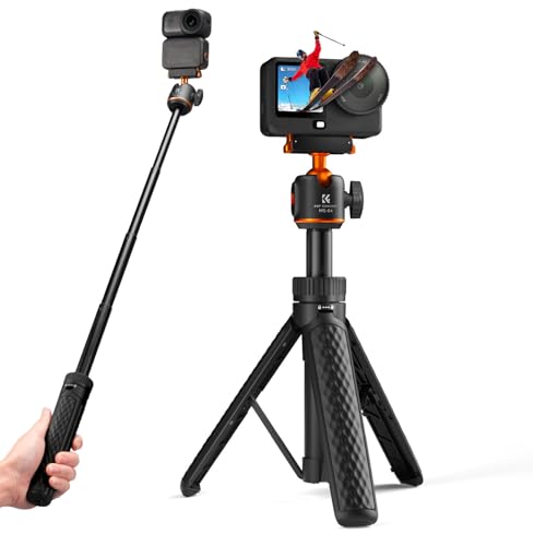 K&F CONCEPT 65 cm Selfie Stick Stativ für Osmo Nano/Osmo Action 6 Ausziehbares Selfie Einbeinstativ Selfie-Stick mit mit Magnetische Schnellverschluss-Adapter und 360-Kugelkopf Verlängerungsstab