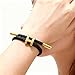 Yukymui Adjustable H Buckle Bracelets for Women Men Fashion Stainless Steel Wire Rope Charm Bracelet Lucky Jewelry for Birthday Valentine Graduation Trendy Gifts for Couples Friends (Black)