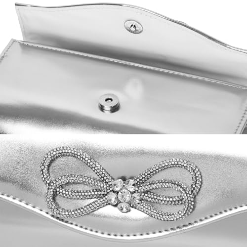 Image of Gurina Evening Clutch Purses for Women Formal Party Clutch Bags Cocktail Prom Shoulder Handbags Shiny Crystal Bow Flap Purses