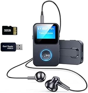 32GB MP3 Player with Clip, Portable Music Player with FM Radio, CVC Noise Canceling Digital Audio Player, Camera Control for Work/Sport/Travel, Supports Up to 128GB