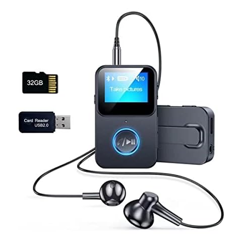 32GB MP3 Player with Clip, Portable Music Player with FM Radio, CVC Noise Canceling Digital Audio Player, Camera Control for Work/Sport/Travel, Supports Up to 128GB Cover