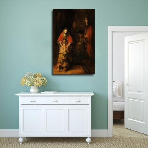 Toile Rembrandt Le Retour du fils prodigue pour déco salon et bureau élégant