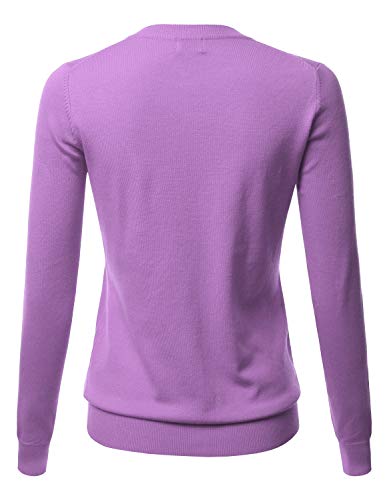 Image of LALABEE Women's Crew Neck Gem Button Long Sleeve Soft Knit Cardigan Sweater