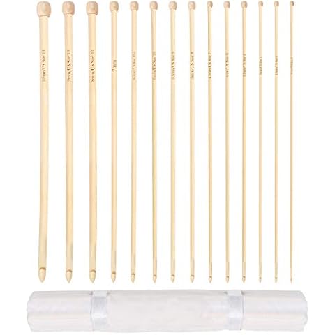 Curtzy Bamboo Tunisian Afghan Crochet Hooks (14 Sizes) - Each Hook Measures 35cm/14 inches - Sizes 2mm to 10mm - Tunisia Hooks for Crocheting Projects - Beginners to Experts Cover