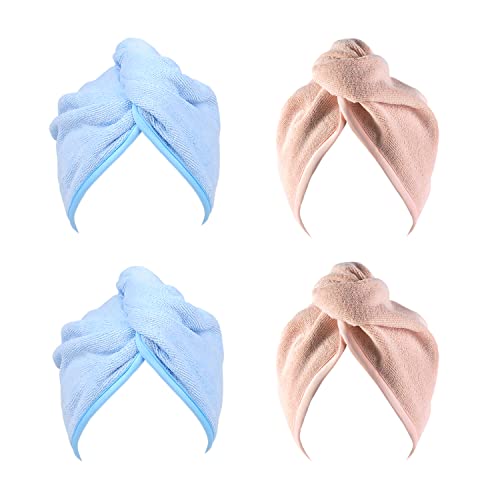 Youlertex Microfiber Hair Towel Wrap For Women, 4 Pack 10 Inch X 26 Inch, Super Absorbent Quick Dry Hair Turban For Drying Curly, Long & Thick Hair #TOP21